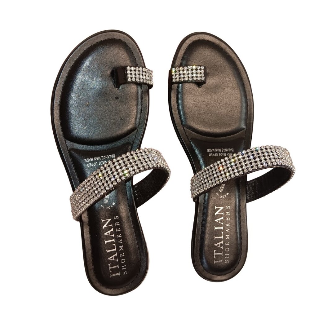 Italian Shoemakers Toe-Ring Black Sandals- 7.5M